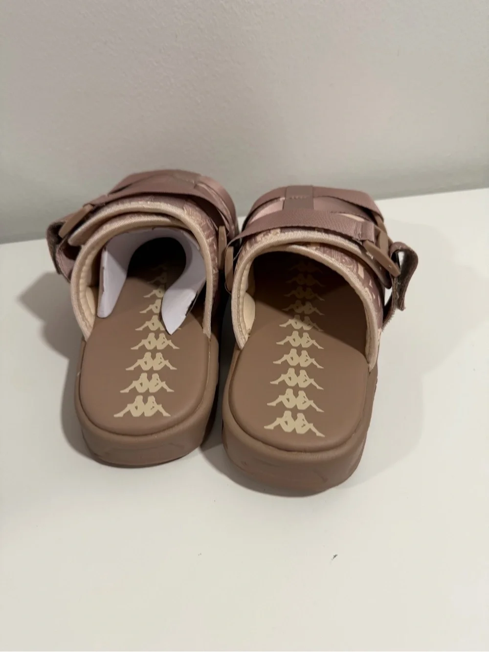 Kappa Taupe Slide Sandals with Adjustable Straps